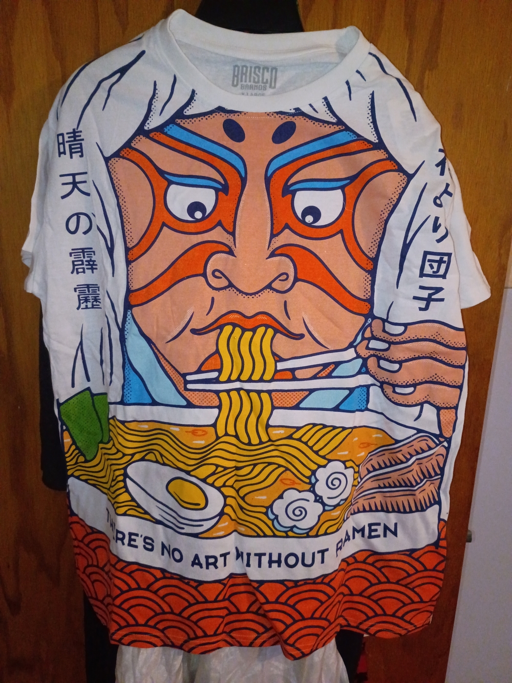 Brisco White Graphic Ramen Face Print Men’s T-Shirt